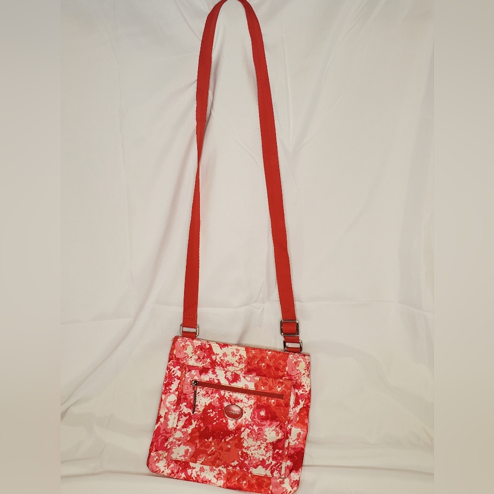 Coach red & pink floral crossbody F31963
